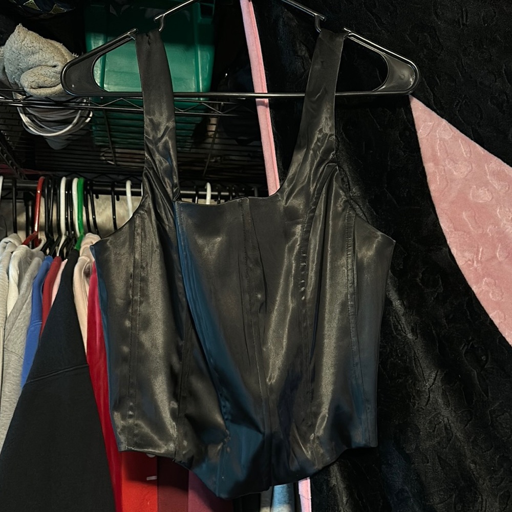 Black Satin Corset Top